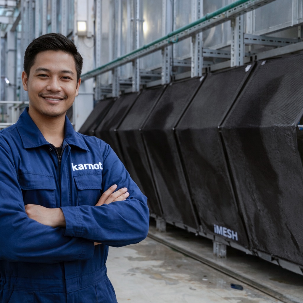 Karnot engineer in front of iMESH installation