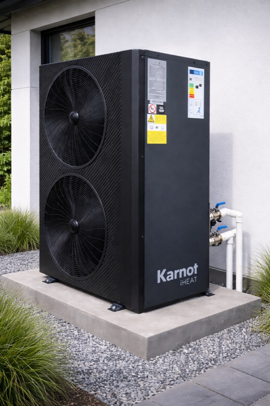 iHEAT 18.5kW R290 heat pump installed outside a modern building
