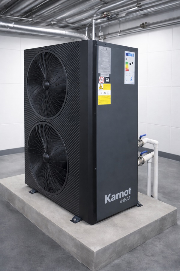 Karnot iHEAT R290 heat pump installed in a warm setting