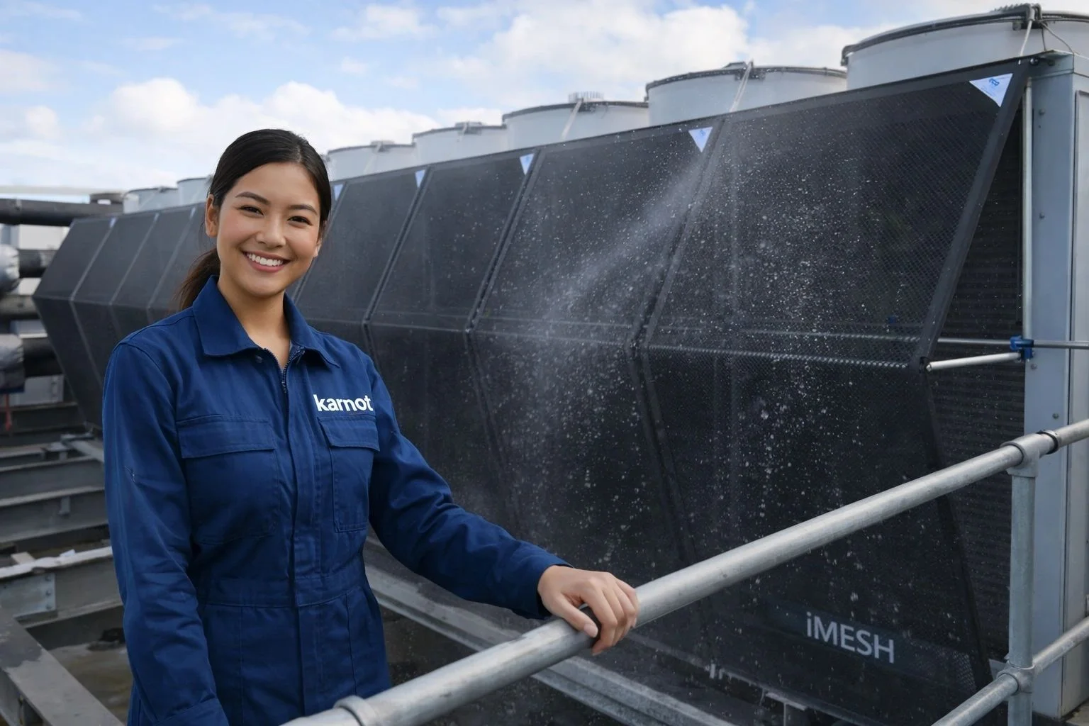 iMESH adiabatic pre-cooling system installed on air-cooled chiller